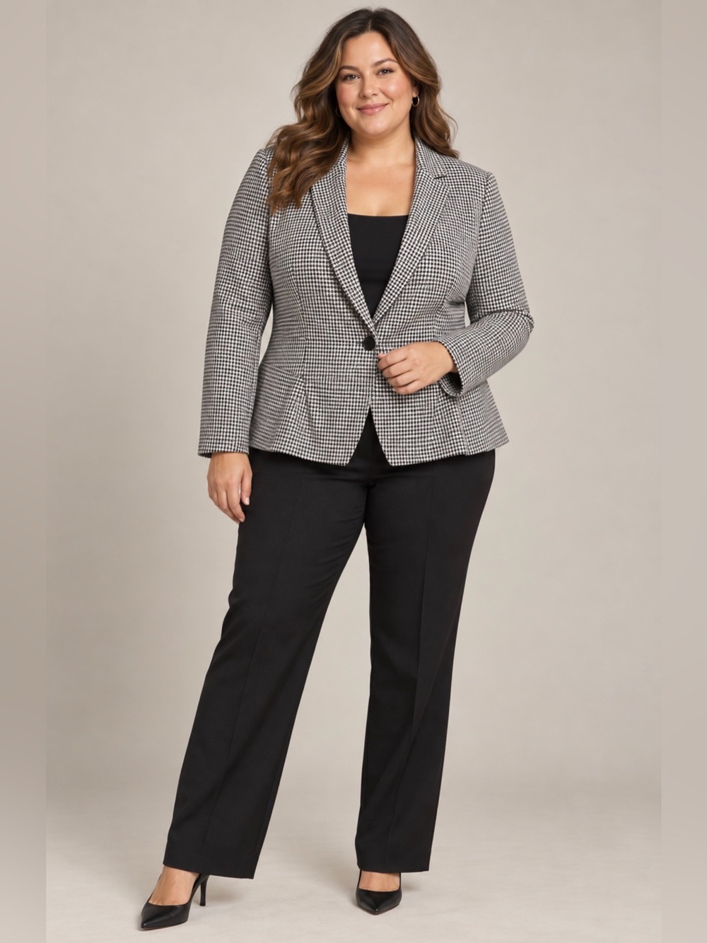 NWT Worthington Women’s Size 18 Houndstooth One Button Blazer